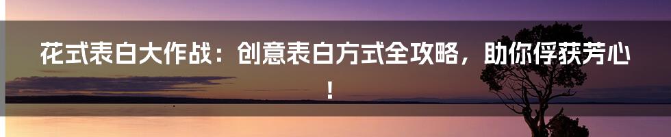 花式表白大作战:创意表白方式全攻略,助你俘获芳心!