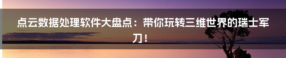 点云数据处理软件大盘点:带你玩转三维世界的瑞士军刀!