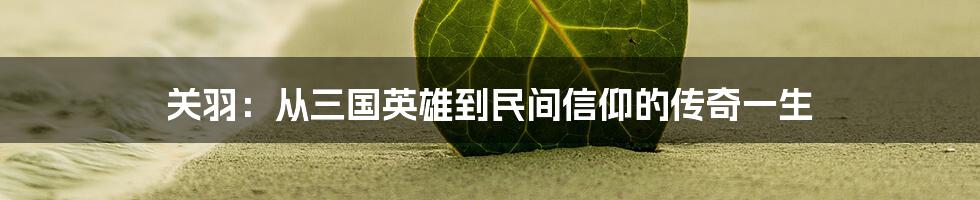 关羽:从三国英雄到民间信仰的传奇一生