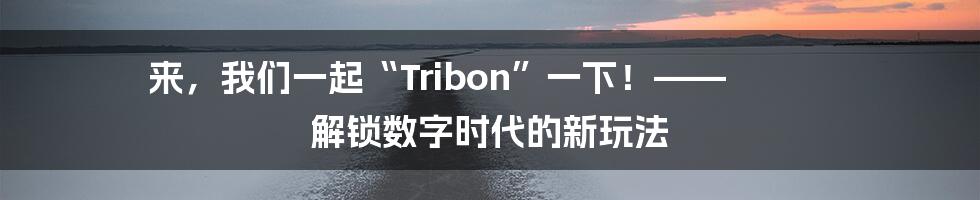 来,我们一起“Tribon”一下!—— 解锁数字时代的新玩法