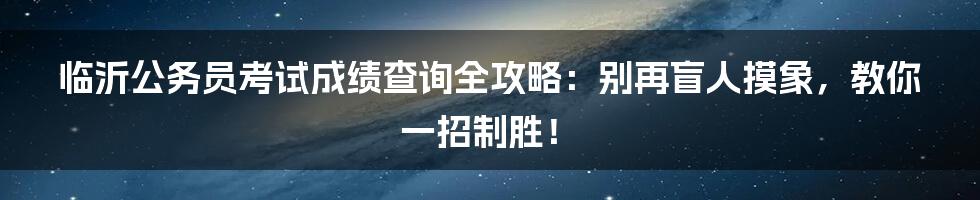 临沂公务员考试成绩查询全攻略:别再盲人摸象,教你一招制胜!