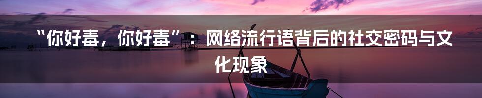 “你好毒,你好毒”:网络流行语背后的社交密码与文化现象