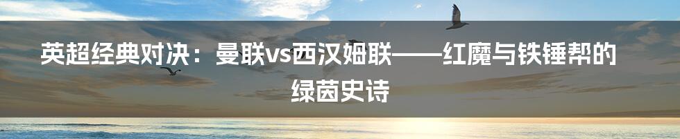 英超经典对决:曼联vs西汉姆联——红魔与铁锤帮的绿茵史诗