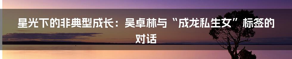 星光下的非典型成长:吴卓林与“成龙私生女”标签的对话