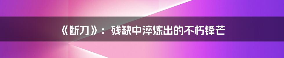 《断刀》：残缺中淬炼出的不朽锋芒