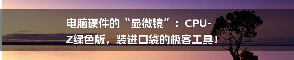 电脑硬件的“显微镜”：CPU-Z绿色版，装进口袋的极客工具！