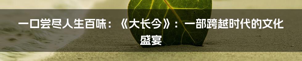 一口尝尽人生百味:《大长今》:一部跨越时代的文化盛宴