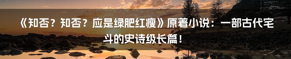 《知否？知否？应是绿肥红瘦》原著小说：一部古代宅斗的史诗级长篇！