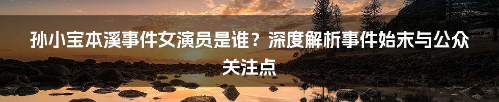 孙小宝本溪事件女演员是谁?深度解析事件始末与公众关注点