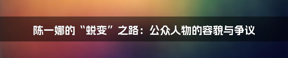 陈一娜的“蜕变”之路:公众人物的容貌与争议