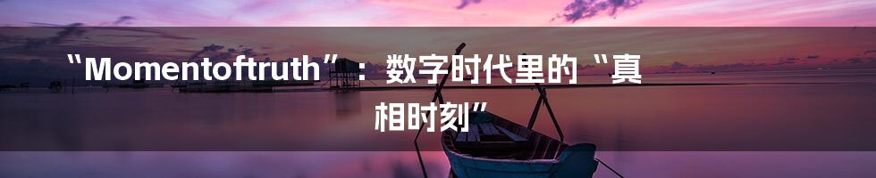 “Momentoftruth”：数字时代里的“真相时刻”