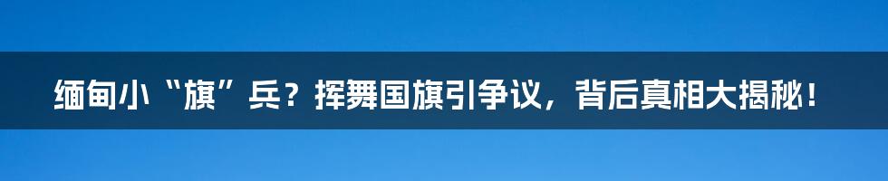 缅甸小“旗”兵?挥舞国旗引争议,背后真相大揭秘!