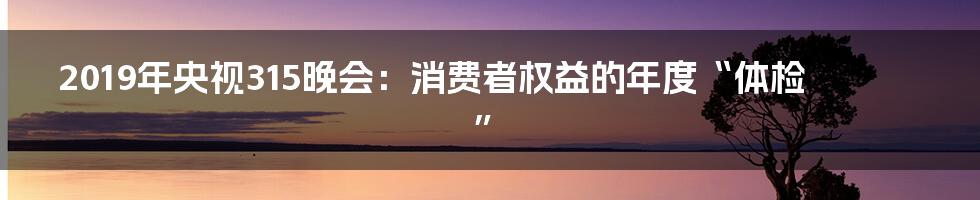 2019年央视315晚会：消费者权益的年度“体检”