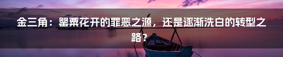 金三角:罂粟花开的罪恶之源,还是逐渐洗白的转型之路?