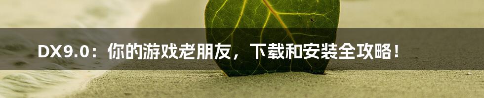 DX9.0:你的游戏老朋友,下载和安装全攻略!