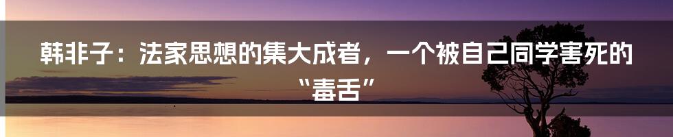 韩非子:法家思想的集大成者,一个被自己同学害死的“毒舌”