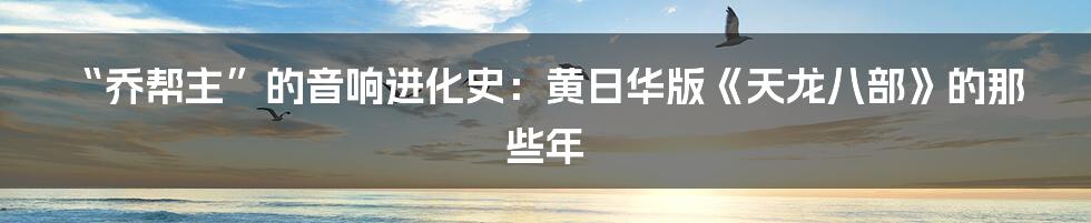 “乔帮主”的音响进化史：黄日华版《天龙八部》的那些年