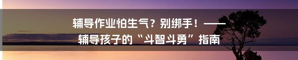 辅导作业怕生气？别绑手！—— 辅导孩子的“斗智斗勇”指南