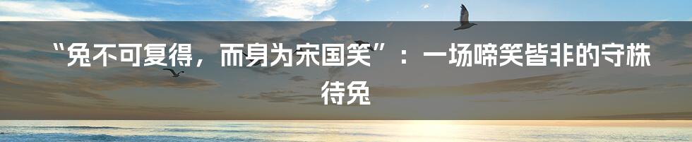 “兔不可复得，而身为宋国笑”：一场啼笑皆非的守株待兔