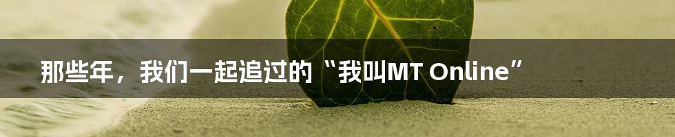 那些年，我们一起追过的“我叫MT Online”