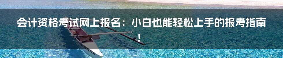 会计资格考试网上报名：小白也能轻松上手的报考指南！