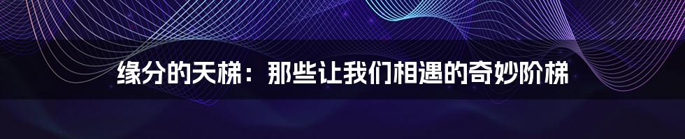 缘分的天梯：那些让我们相遇的奇妙阶梯