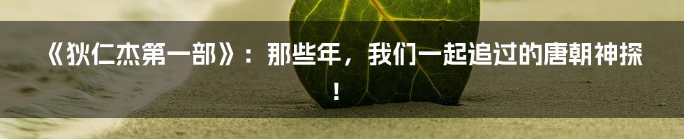 《狄仁杰第一部》：那些年，我们一起追过的唐朝神探！
