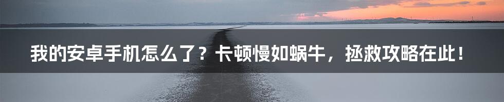 我的安卓手机怎么了？卡顿慢如蜗牛，拯救攻略在此！