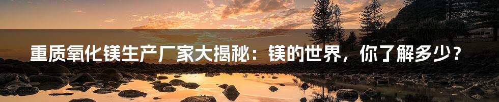 重质氧化镁生产厂家大揭秘：镁的世界，你了解多少？