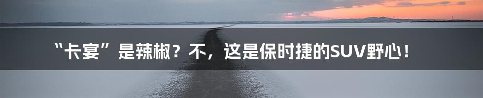 “卡宴”是辣椒？不，这是保时捷的SUV野心！