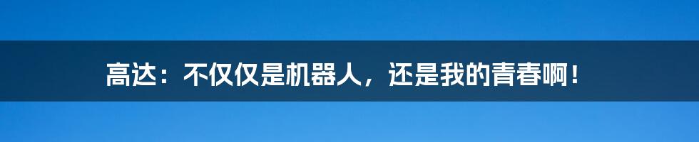 高达：不仅仅是机器人，还是我的青春啊！