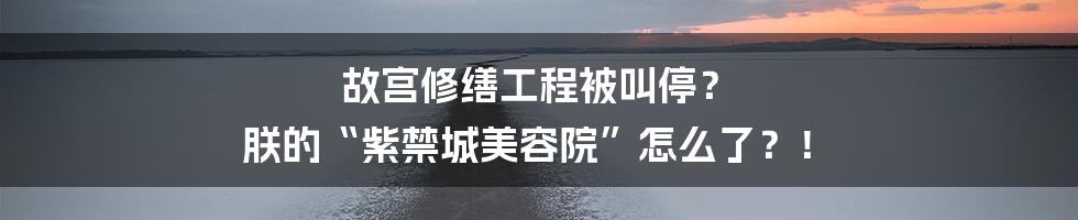 故宫修缮工程被叫停？ 朕的“紫禁城美容院”怎么了？！