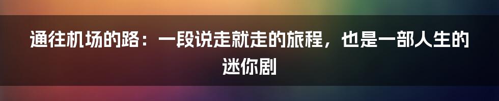 通往机场的路：一段说走就走的旅程，也是一部人生的迷你剧