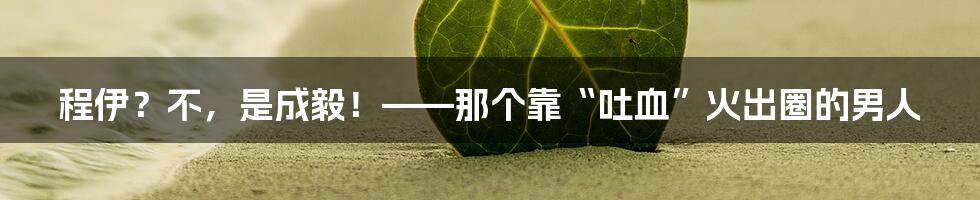 程伊？不，是成毅！——那个靠“吐血”火出圈的男人