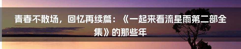 青春不散场，回忆再续篇：《一起来看流星雨第二部全集》的那些年