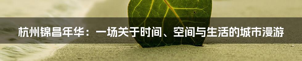 杭州锦昌年华:一场关于时间、空间与生活的城市漫游