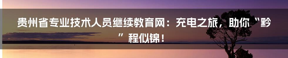 贵州省专业技术人员继续教育网：充电之旅，助你“黔”程似锦！