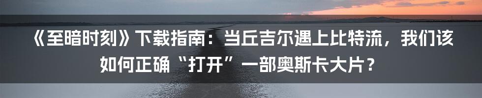《至暗时刻》下载指南:当丘吉尔遇上比特流,我们该如何正确“打开”一部奥斯卡大片?