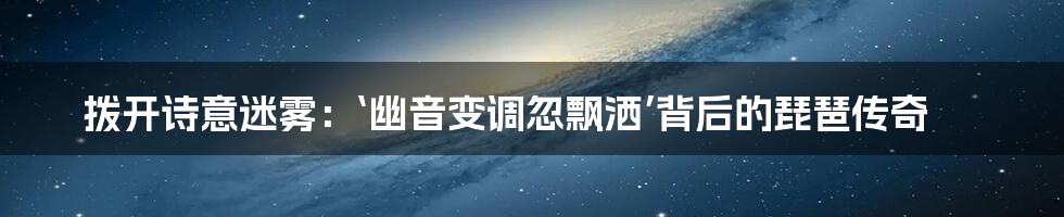 拨开诗意迷雾：‘幽音变调忽飘洒’背后的琵琶传奇