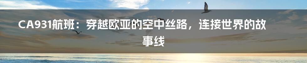 CA931航班:穿越欧亚的空中丝路,连接世界的故事线