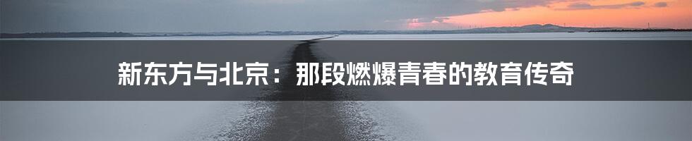 新东方与北京：那段燃爆青春的教育传奇