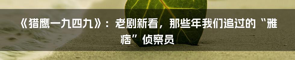 《猎鹰一九四九》：老剧新看，那些年我们追过的“雅痞”侦察员