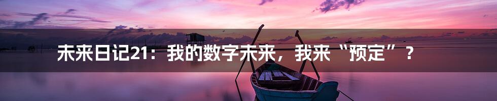 未来日记21:我的数字未来,我来“预定”?