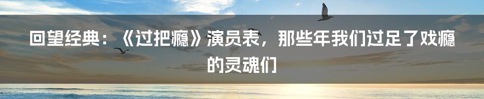 回望经典：《过把瘾》演员表，那些年我们过足了戏瘾的灵魂们