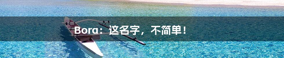 Bora：这名字，不简单！