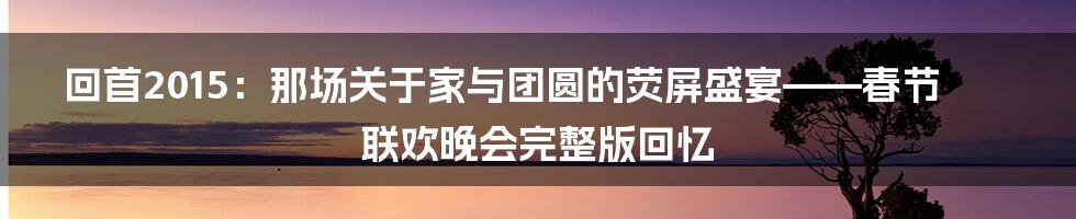 回首2015：那场关于家与团圆的荧屏盛宴——春节联欢晚会完整版回忆