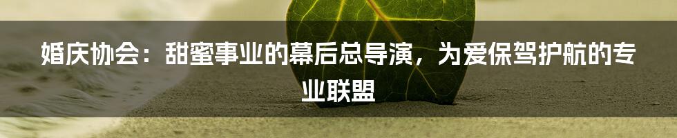 婚庆协会:甜蜜事业的幕后总导演,为爱保驾护航的专业联盟