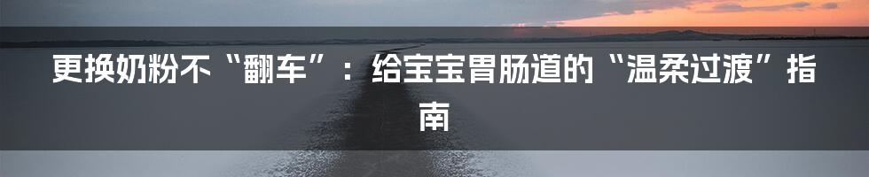 更换奶粉不“翻车”:给宝宝胃肠道的“温柔过渡”指南