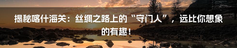揭秘喀什海关:丝绸之路上的“守门人”,远比你想象的有趣!