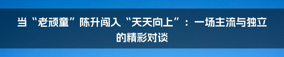 当“老顽童”陈升闯入“天天向上”:一场主流与独立的精彩对谈